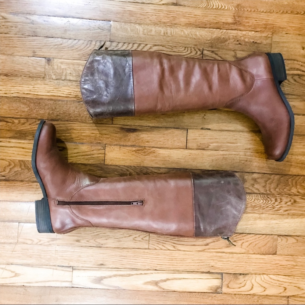 BCBG | Two Tone Chestnut Leather Riding Boots